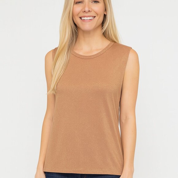 MinkPink Metallic Rose Gold Hi-Lo Sleeveless Top | Size S | Shimmer Chic - Picture 1 of 8